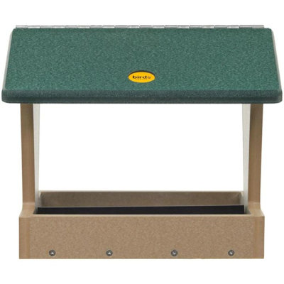Mangeoire d'oiseaux à double face suspendue ou montée en plastique recyclé 10 po Birds Choice, taupe / vert