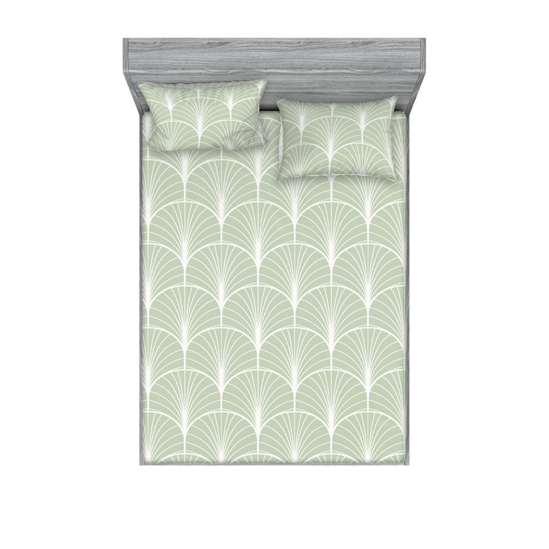  Ensemble de draps en microfibre Floral, Ensemble de draps pour très grand lit avec 2 taie, Vert pâle