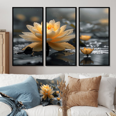 Étang de lotus tropical gris beige avec photo I - lotus