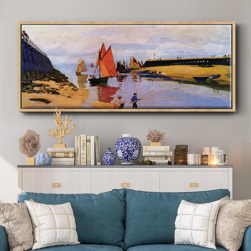 Port of Trouville par Monet, reproduction d'art sur toile, Naturel, H 8 po x l 20 po x P 1,5 po