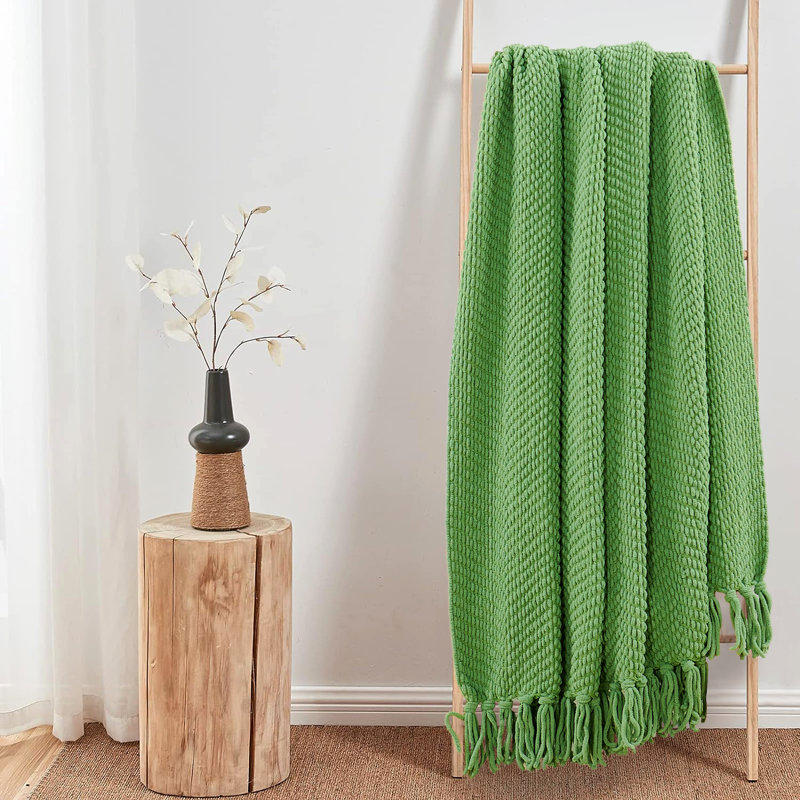 Jeté en tricot de tweed, Yeux verts, 60 po x 80 po