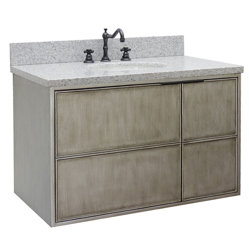 Ensemble de meuble-lavabo mural simple 37 po, Granite