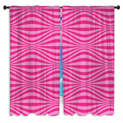 Pink Wavy Lines Window Curtains Waves Sheer & Room Darkening - 2 Panels