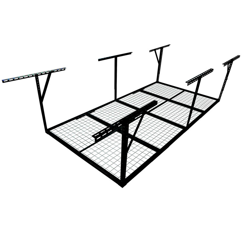 Support de rangement pour le garage, acier robuste 4X8pi, capacité de charge de 600 lb, 22 po et 40 po, solution verticale noire, convenant à différentes hauteurs de plafond, rangement noir, capacité de poids, réglable