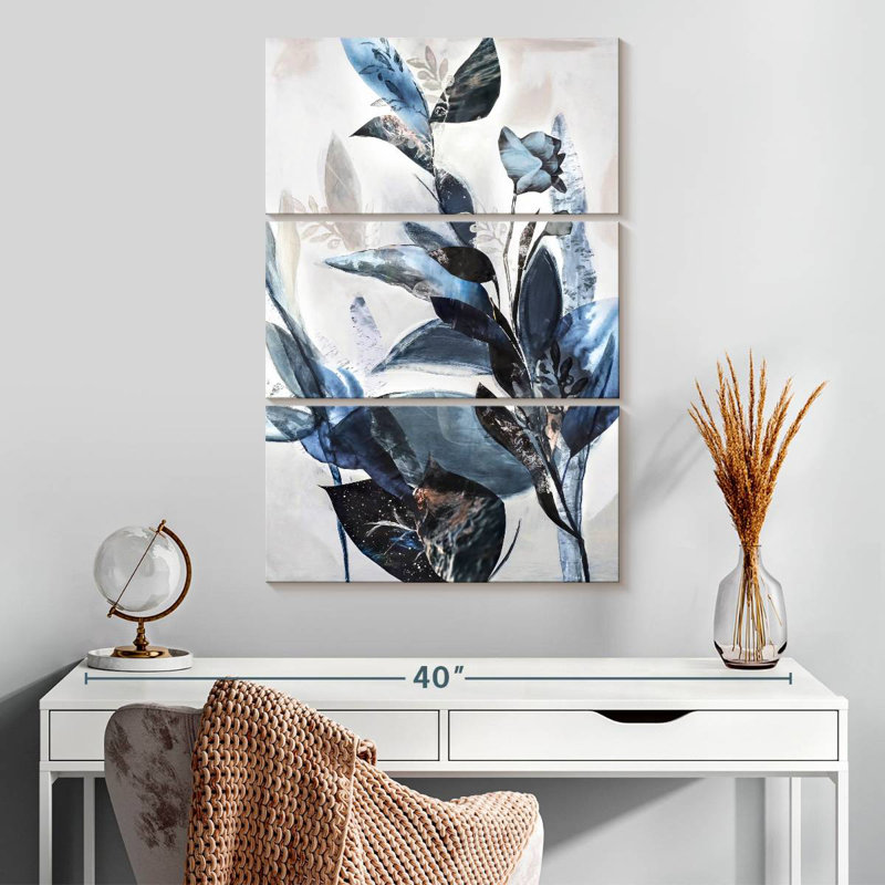 Harnek feuilles bleues, H 32 po x l 20 po