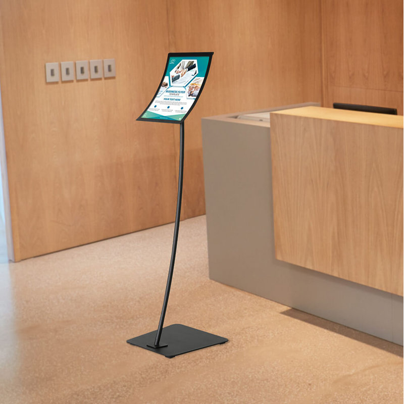 Porte-dépliant à piédestal, Noir, H 12,20 po x l 9,68 po x P 9,68 po