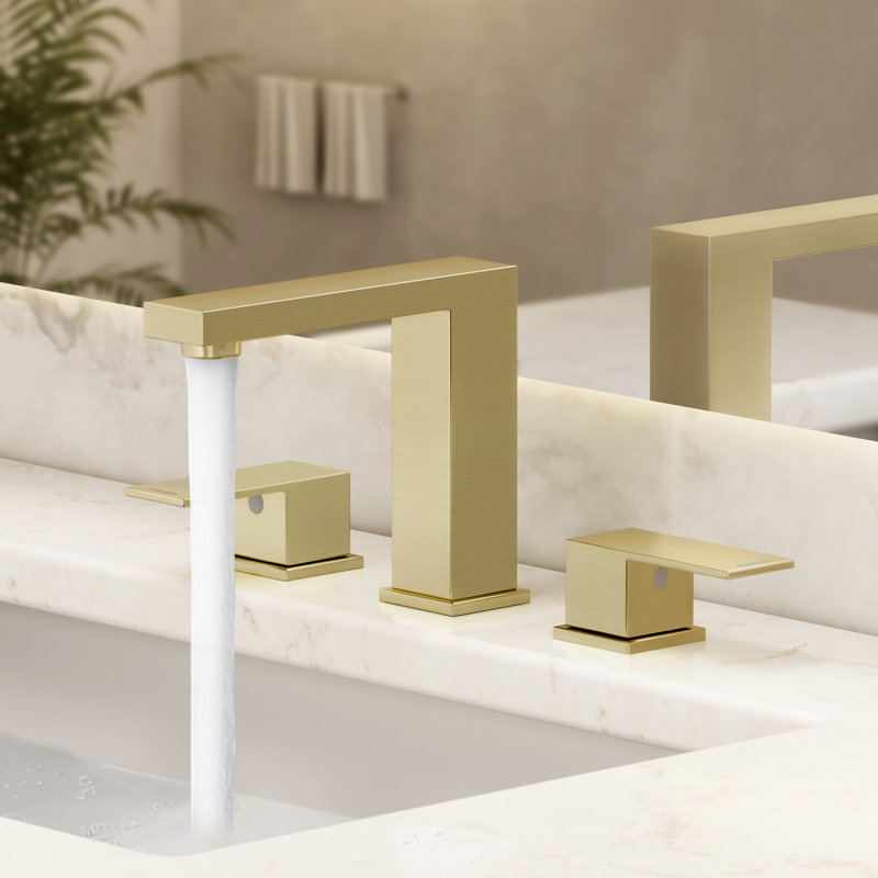 Robinet de salle de bain 8 pouces avec 3 trous et tuyaux d'alimentation en acier inoxydable 18/8, Or brossé