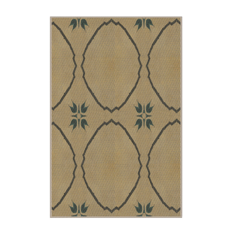 Tapis beige/bleu marine à motifs Wesneski, Rectangle 2 pi x 5 pi