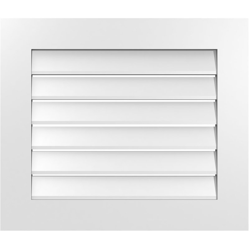 Rectangle Surface Mount Signature Urethane Functional Gable Vent, Primed Tan, 24" H x 28" W x 1" D