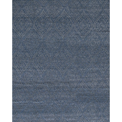 Tapis bleu et gris noué à la main de haute qualité