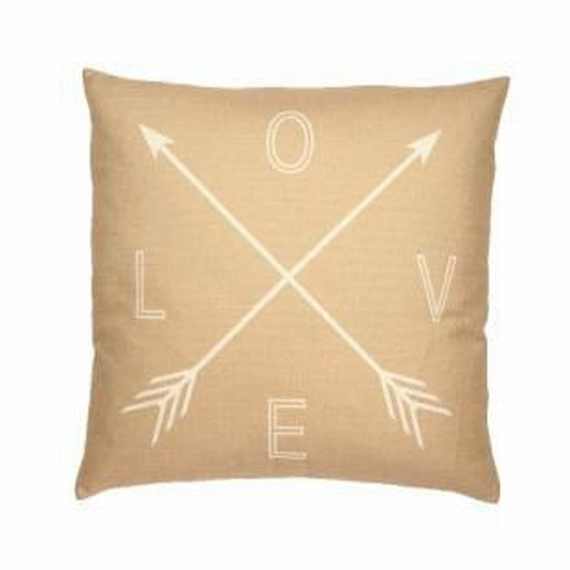 Housse et insert de coussin carré Love, Polyester/ Bourre en polyester, Jaune / Blanc