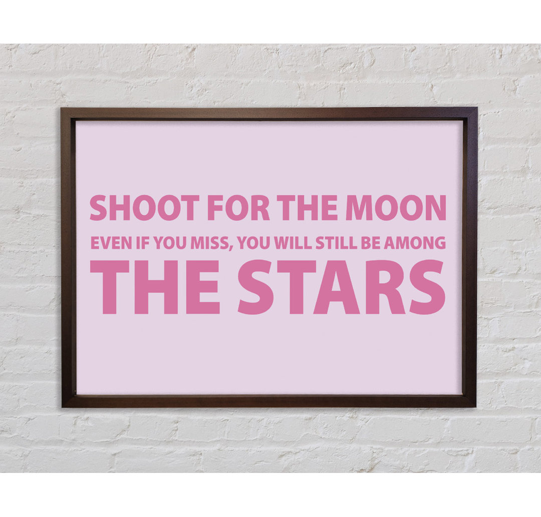 Motivationszitat Shoot For The Moon Pink - Einzelner Bilderrahmen Typografie auf Leinwand