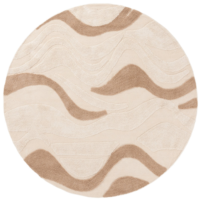 Chrisna Handtufted Recycled Cotton Abstract Rug, Round 6'