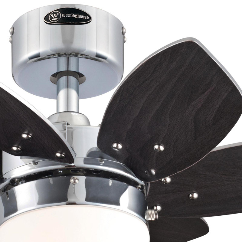 24 " Ceiling Fan with LED Lights with Light Kit, Chrome with Wengue/Beech Blades