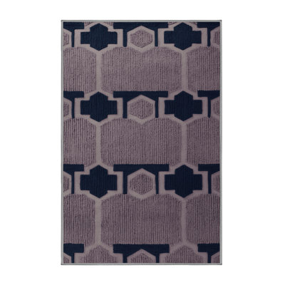 Machine Washable Trellis Gray Area Rug