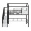 Lit mezzanine simple en métal avec toit et compartiment de rangement intégré