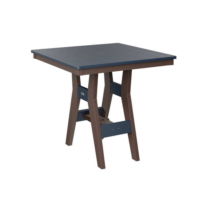 Harbor Outdoor Square Dining Table, Navy Blue, 30.37" H x 33" W x 33" D, Chocolate Brown