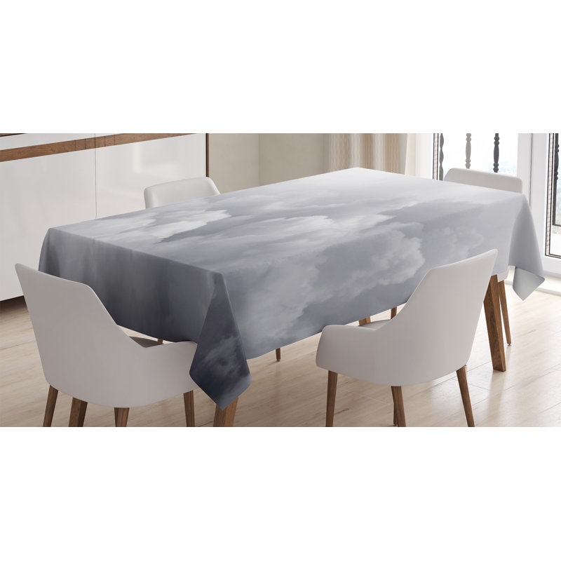 Grey Tablecloth, Dark Ominous Clouds In Gothic Style Digital Art Print Dramatic Moody Sky Stormy Weather, Rectangular Table Cover For Dining Room Kitchen Decor, 52" X 70", Grey