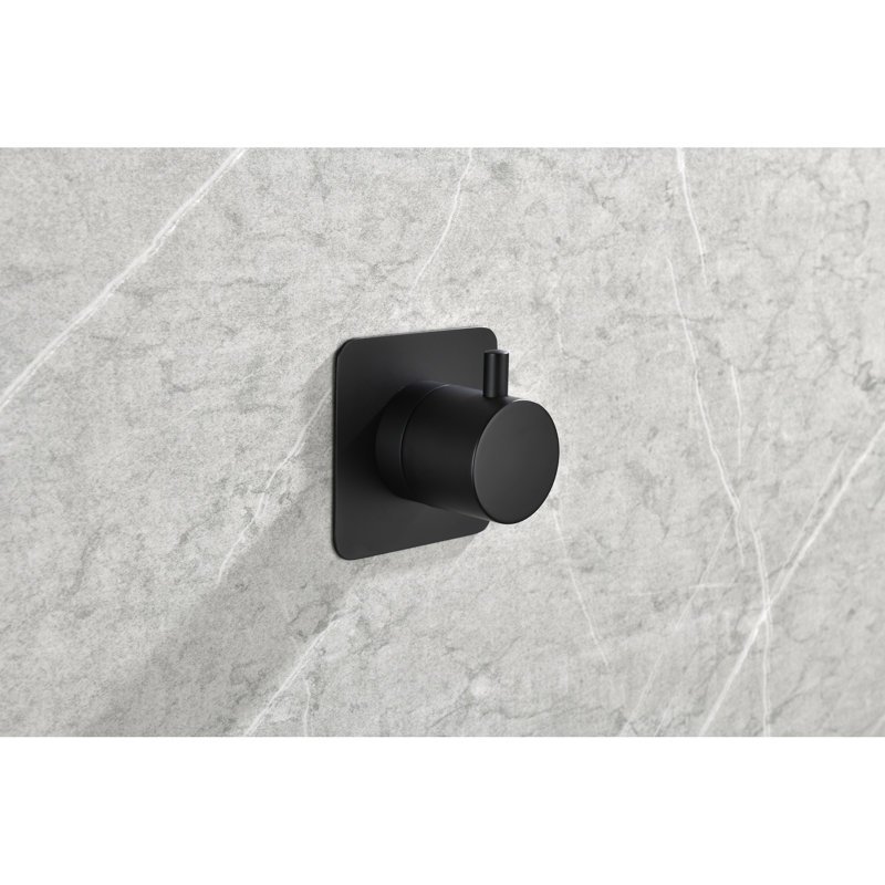 Régulateur de volume de douche principale - 3,52 po Profondeur, résistance à la corrosion, laiton, antirouille, finition et protection noir mat, hauteur de 2,16 po, valve en laiton,