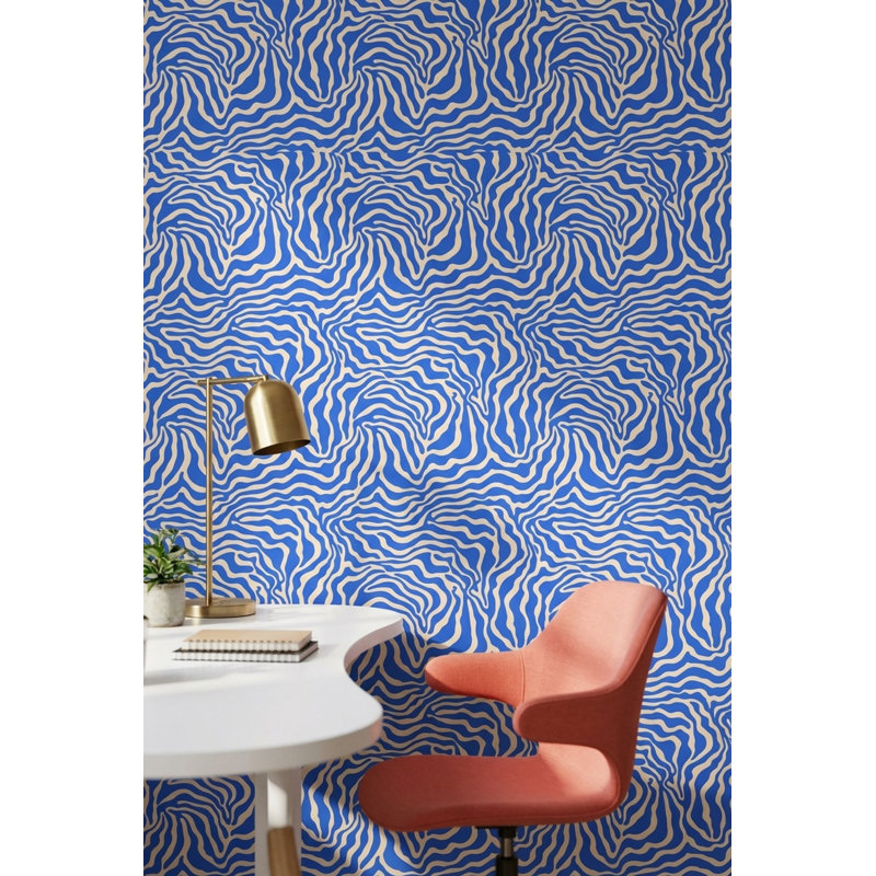 Papier peint abstrait bleu avec décoration murale moderne amovible