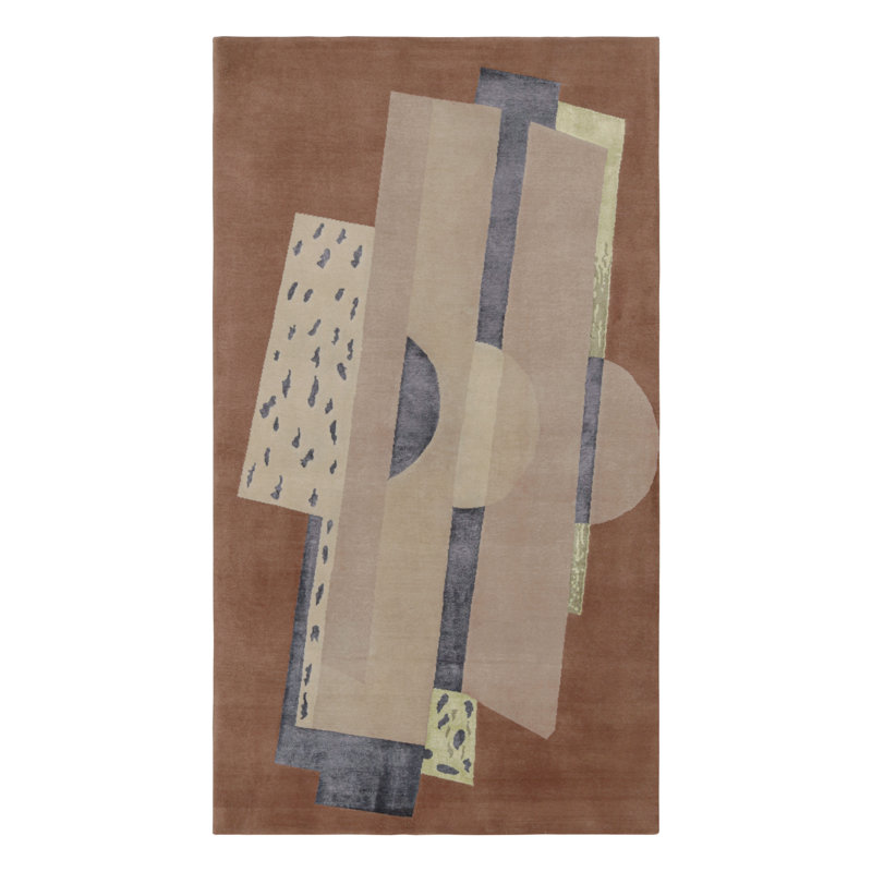 Rug & Kilim’S French Art Deco Rug In Brown With Geometric Patterns, Rectangle 5' x 7'
