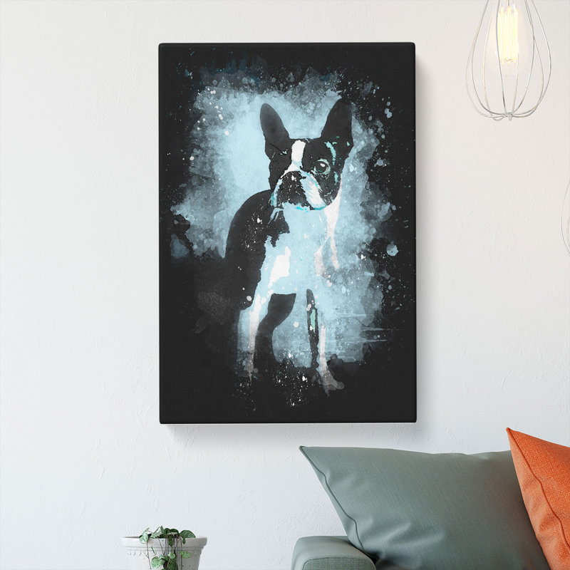 Boston Terrier Dog - Wrapped Canvas Painting, 91cm H x 60cm W x 3cm D
