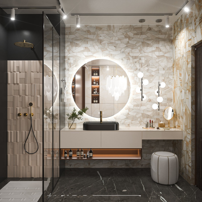 Adorna  Round Frameless Backlit Mirror, LED Bathroom Mirror with Dimmable Brightness, Anti-fog Function, 50000h Lifetime, Shatterproof Film