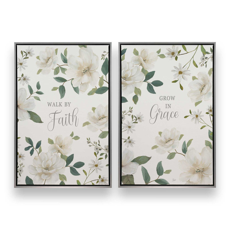 Grace Grows Here, ensemble de 2 impressions, Framed Canvas, 18" x 12", Polished Chrome