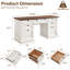Bureau de direction de ferme 60 po avec tiroirs, bureau à domicile en bois avec rangement pour écrire, étudier et travailler-1442769188