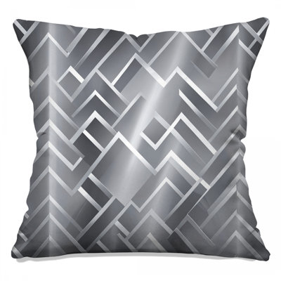 Silver Zigzag Pattern Double Sided Throw Pillows