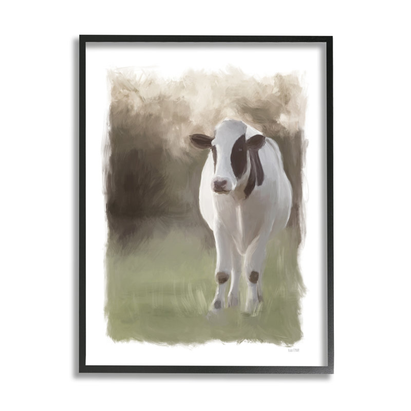 «White Cow Farmhouse» - impression, Giclée encadrée noir minuit, H 14 po x l 11 po x P 1,5 po