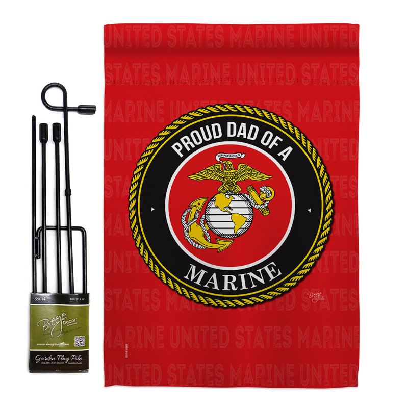 2 côtés 19 po x 13 po Ensemble de drapeaux de jardin Proud Dad Marines, Marines