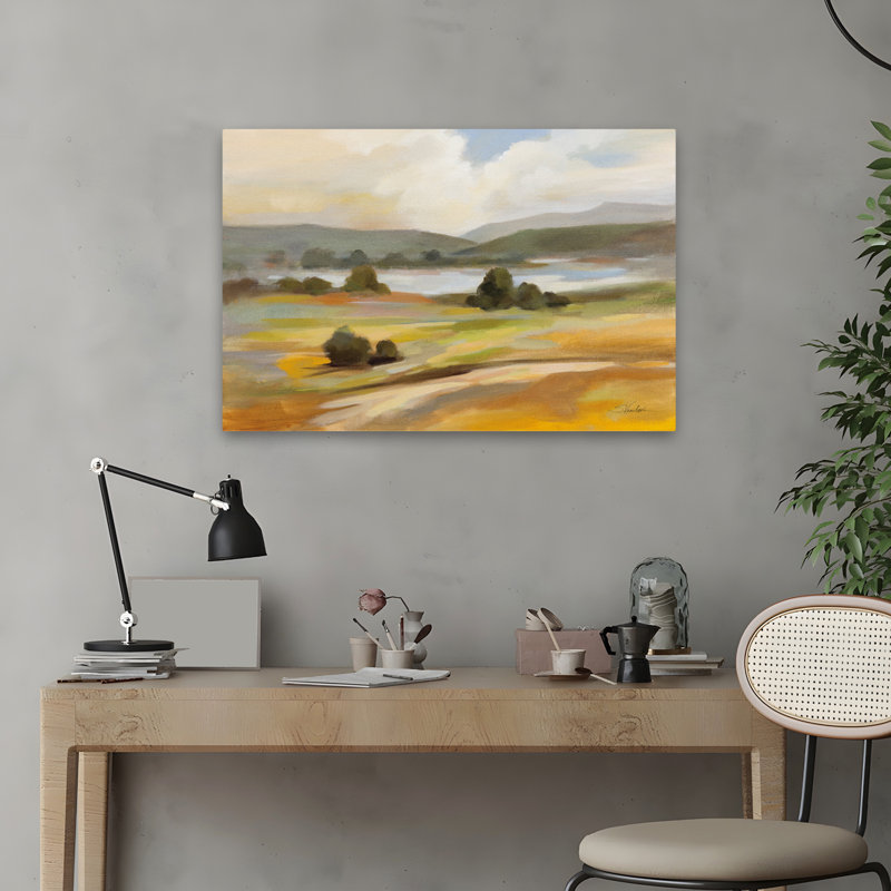 Paysage tranquille - champs de nuages bleu-brun, H 24 po x l 16 po