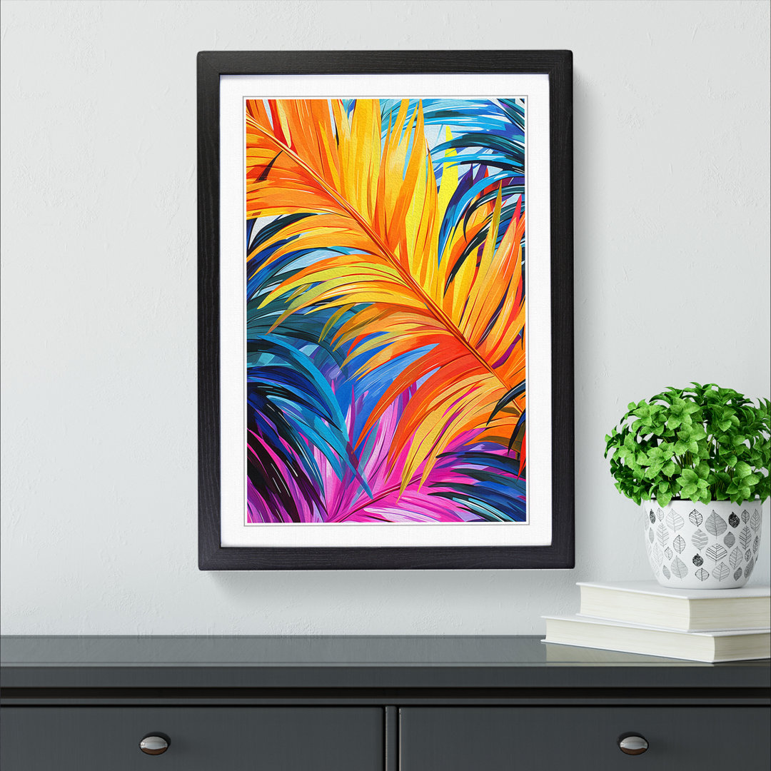 Palm Leaf Pop - Single Picture Frame Print on Wood
