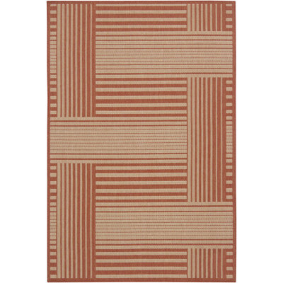 Brynie Authentic Machine Woven Red Geometric Polypropylene Indoor/Outdoor Area Rug