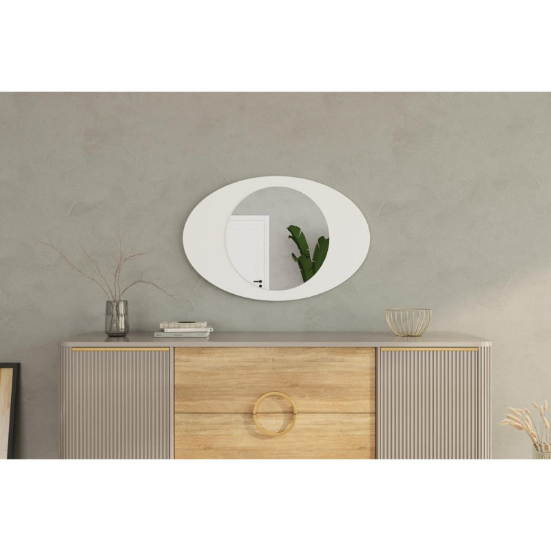Élégant miroir mural 23,6 po x 35,4 po x 0,9 po | 100% panneau de fibres à densité moyenne avec finition écologique Flotale-E | Design blanc moderne, parfait pour la décoration intérieure et rehaussant la lumière dans n'importe quelle pièce | Ajout élégant et fonctionnel