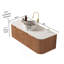 Meuble-lavabo 48 po avec lavabo, meuble-lavabo mural à bords arrondis avec 2 tiroirs, lavabo rond en céramique blanc avec motif de pierre, pré-assemblé, couleur grain de bois naturel