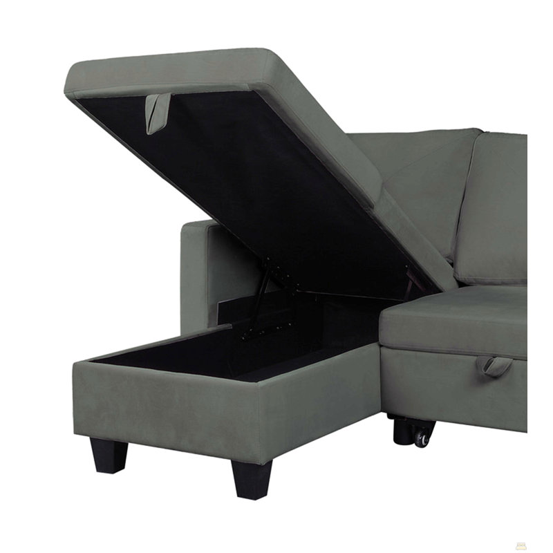 Canapé-lit modulaire en velours réversible 82,5 po Nova, Velours gris foncé