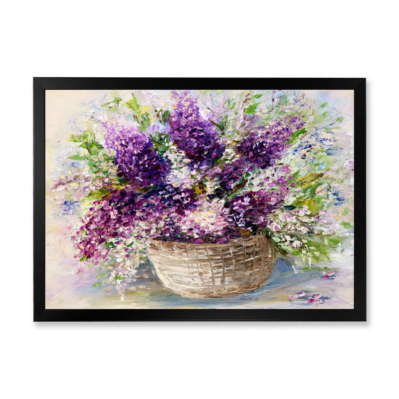 Still Life Lavender Bouquet - reproduction d'art sur toile, Cadre photo noir, H 24 po x l 36 po x P 1 po