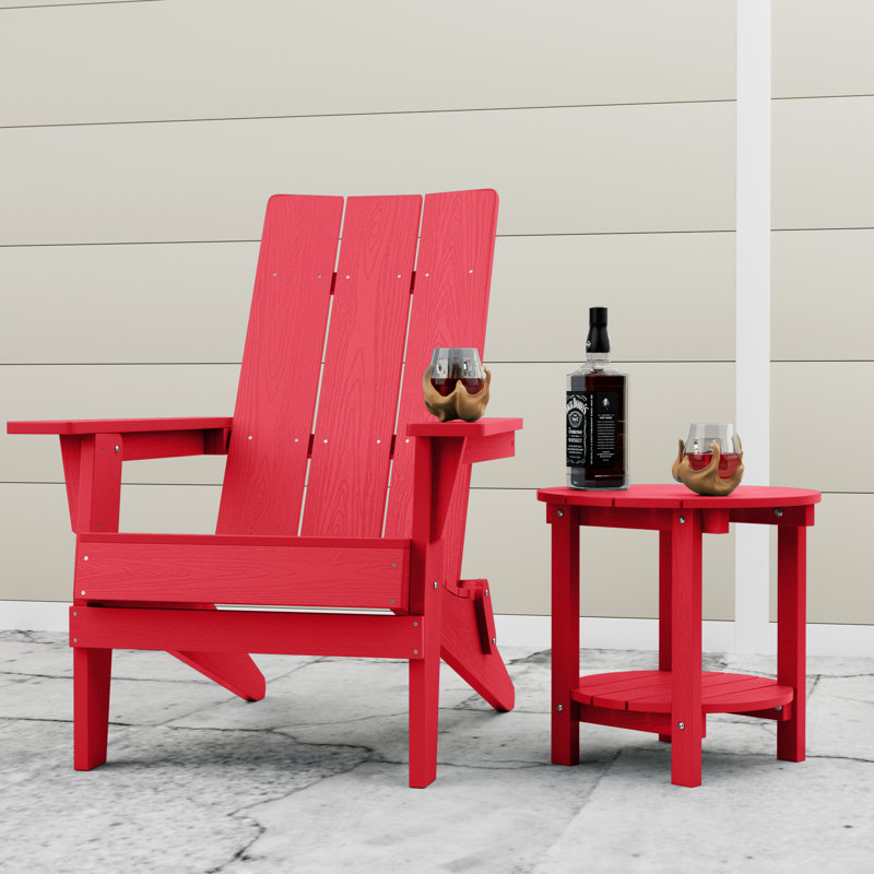 Foldable Outdoor Adirondack Set, Red
