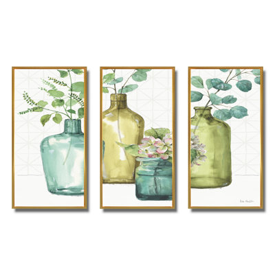 " Mixed Botanical Leaves VIII " 3 - Pieces