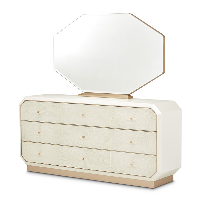 La Rachelle Dresser And Mirror Set - Champagne