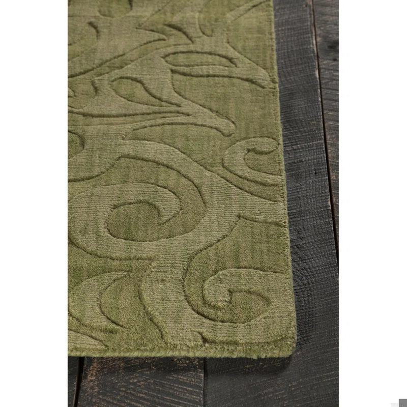 Tapis transitionnel en laine touffeté à la main Wage, Rectangulaire 7 pi x 10 pi, Vert