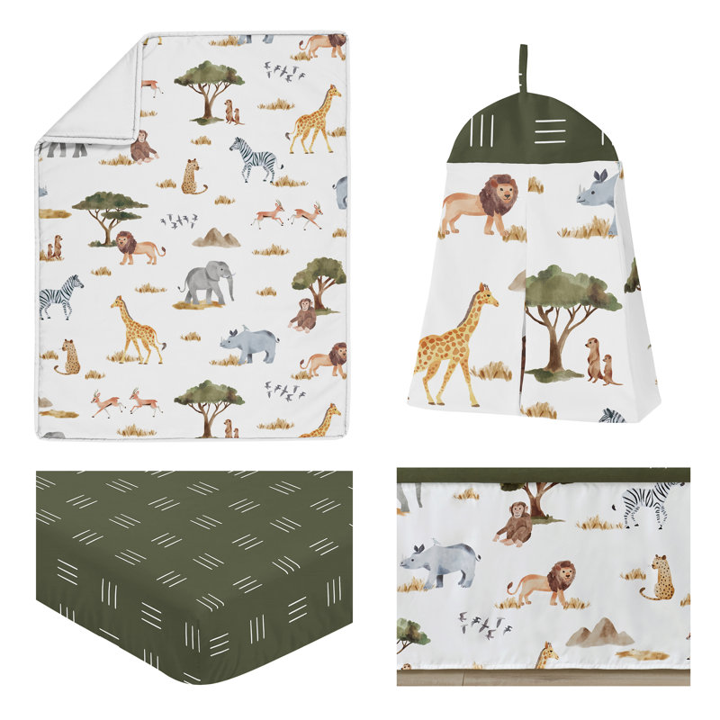 Ensemble de literie pour lit de bébé 4 pièces Jungle Animals
