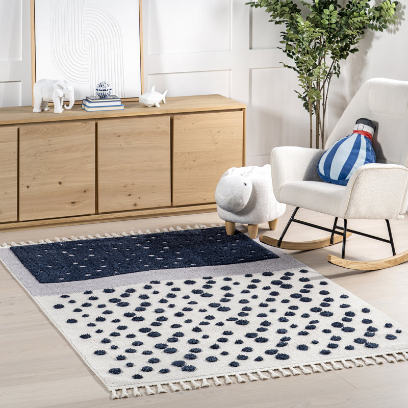 Alena Starry Night High-Low Kids Tasseled Area Rug, Rectangle 7'10" x 10'10"