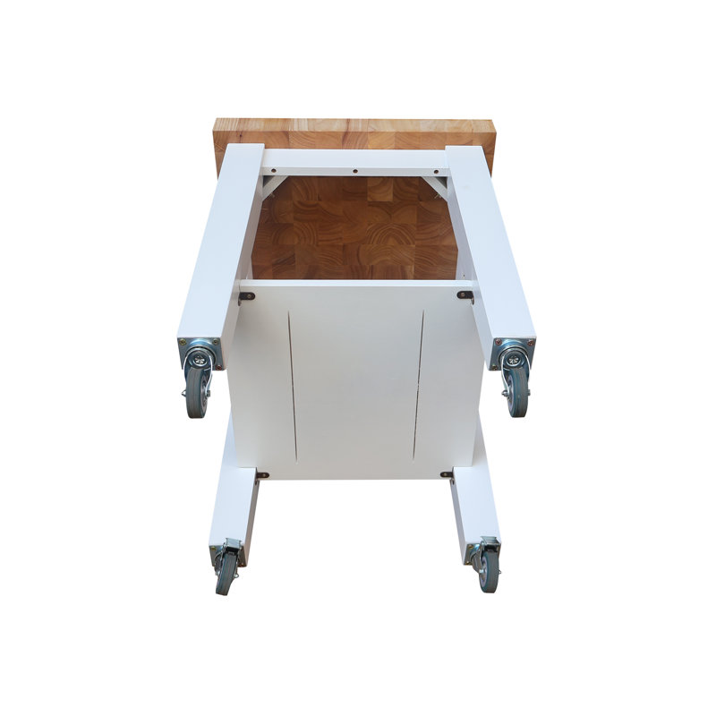 Cuthbert Kitchen Cart with Butcher Block Top, White