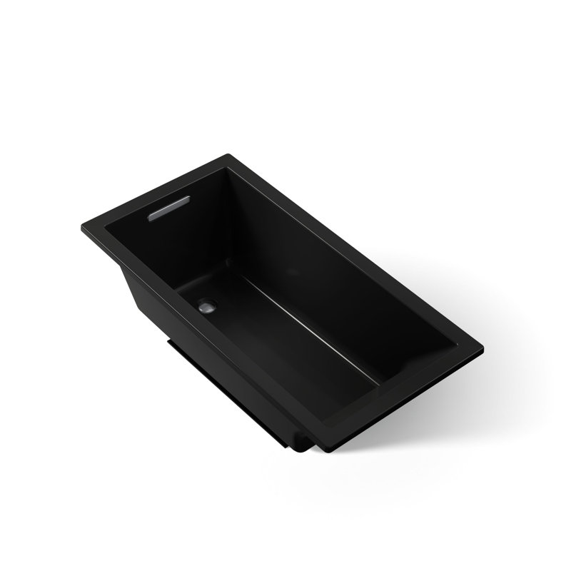 Underscore® 60" x 30" Drop-In or Undermount Acrylic Soaking Bathtub with Sloped Backrest, Black