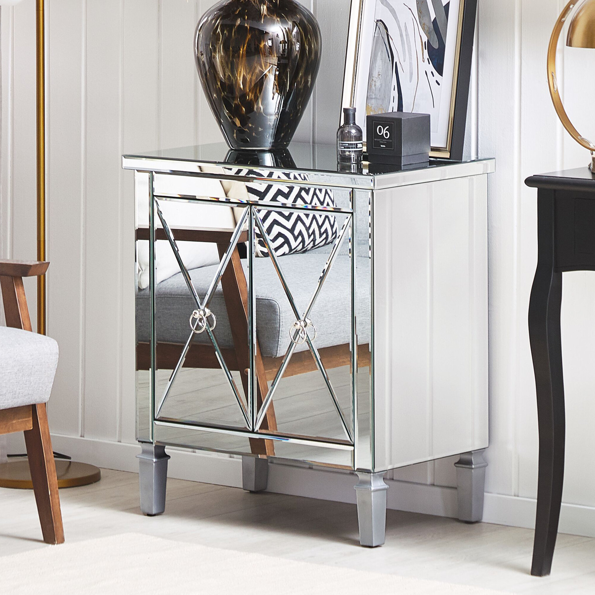 Etta Avenue Abril Mirrored Rectangle Accent Chest Wayfair.co.uk