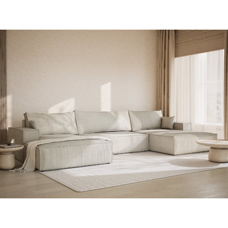 6 Seater Reclining Corner Sectional, Cream