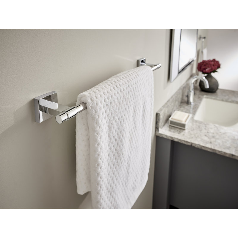 Maxted 24" Wall Mounted Towel Bar, Polished Chrome